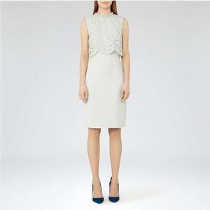 NWOT Reiss Bobbi Lace Top Soft Mint Shift Dress size 4